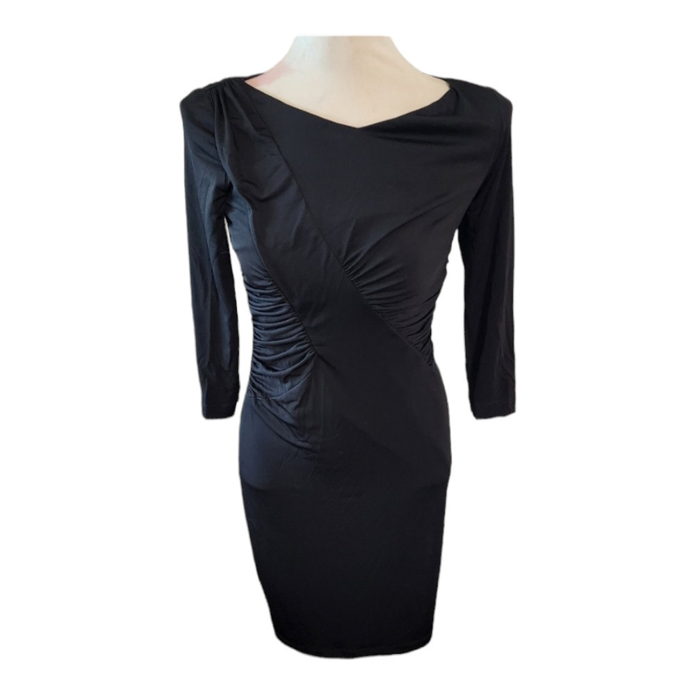 David meister long sleeve midi black dress size 2
